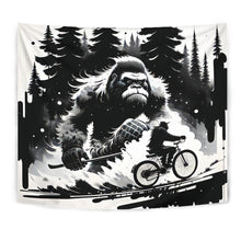 Load image into Gallery viewer, BICYCLING BIGFOOT B&W TAPESTRIES #3