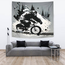 Load image into Gallery viewer, BICYCLING BIGFOOT B&W TAPESTRIES #2