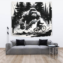 Load image into Gallery viewer, BICYCLING BIGFOOT B&W TAPESTRIES #3