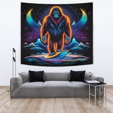 Load image into Gallery viewer, BIGFOOT SURFING WARPED SUNSET TAPESTRY-1