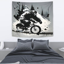 Load image into Gallery viewer, BICYCLING BIGFOOT B&W TAPESTRIES #2