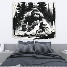 Load image into Gallery viewer, BICYCLING BIGFOOT B&W TAPESTRIES #3