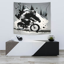 Load image into Gallery viewer, BICYCLING BIGFOOT B&W TAPESTRIES #2