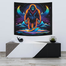 Load image into Gallery viewer, BIGFOOT SURFING WARPED SUNSET TAPESTRY-1