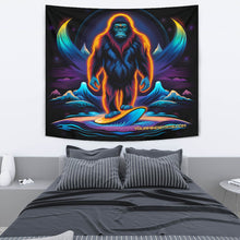 Load image into Gallery viewer, BIGFOOT SURFING WARPED SUNSET TAPESTRY-1
