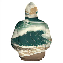 Load image into Gallery viewer, BIG WAVE ON SANDY BEACH ZIP-UP HOODIE
